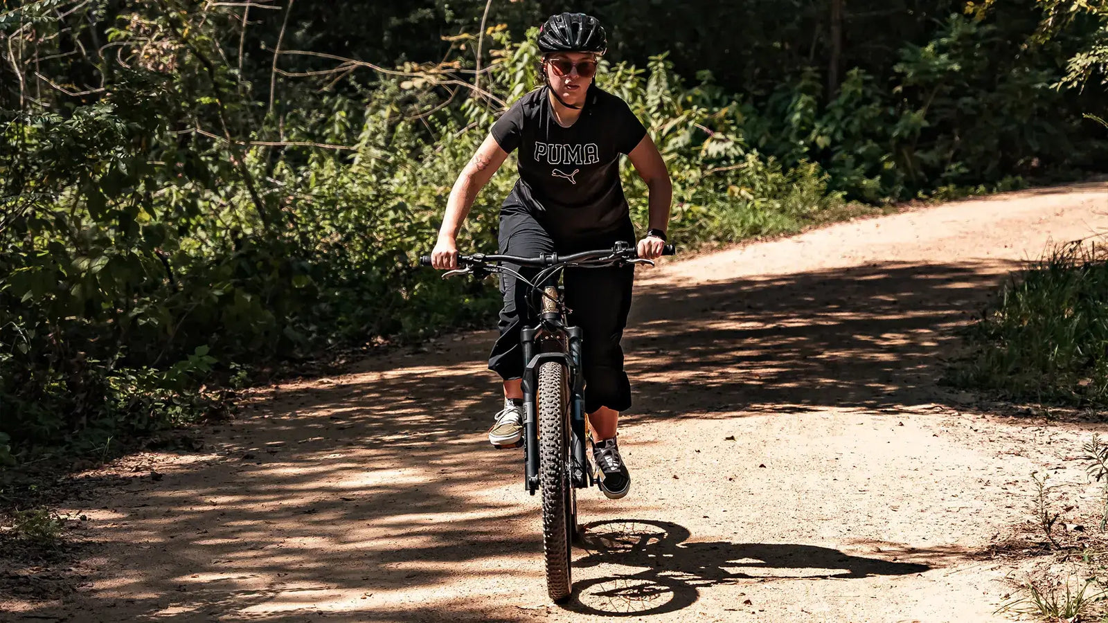 Mountain biker riding downhill