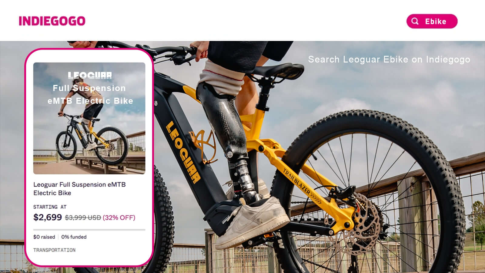 Trailblazer EMTB is now live on Indiegogo
