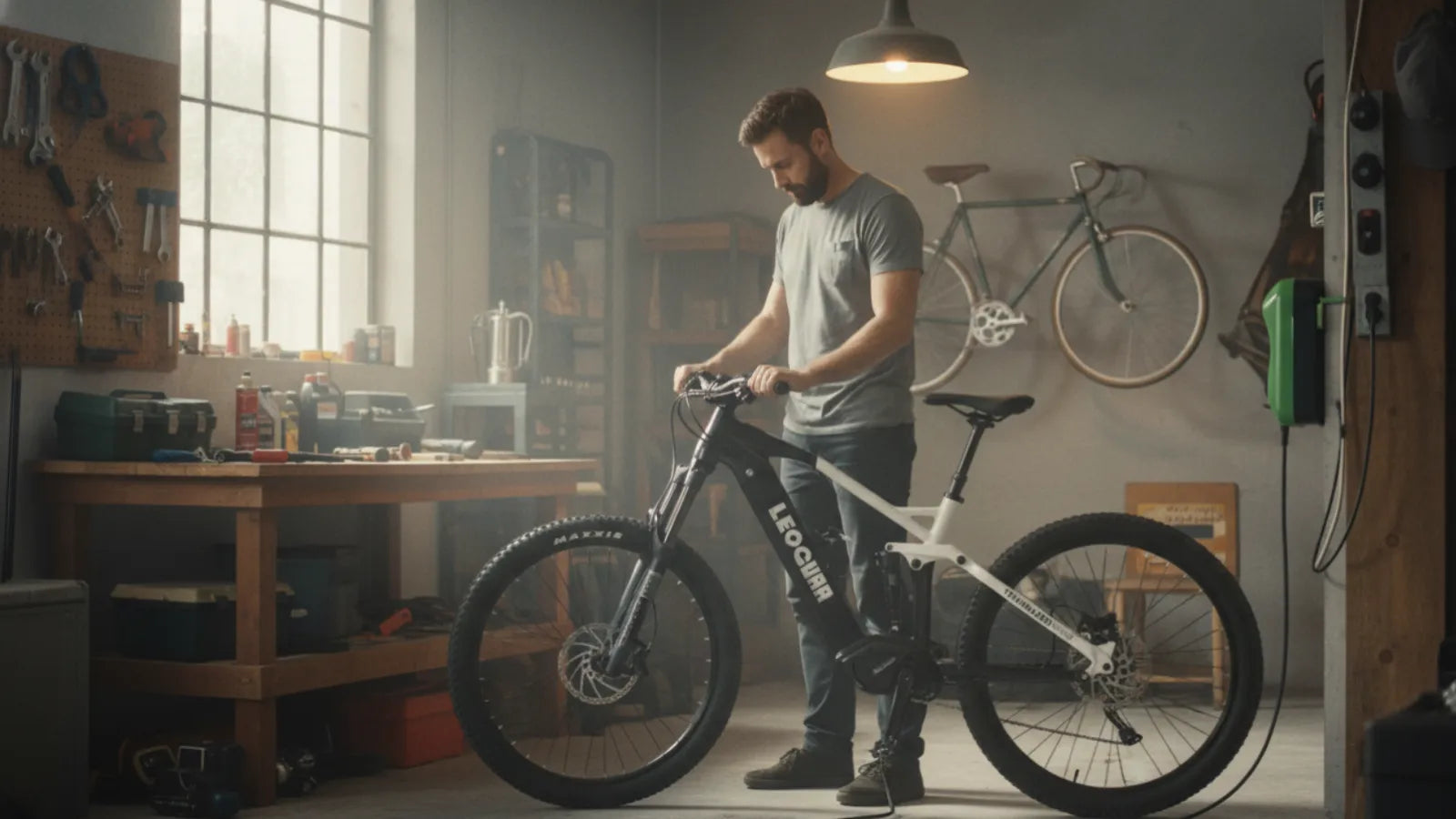 charge electric mountain bike battery indoor garage