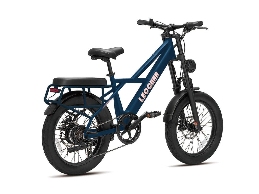 Fat tire electric utility bike angled left view