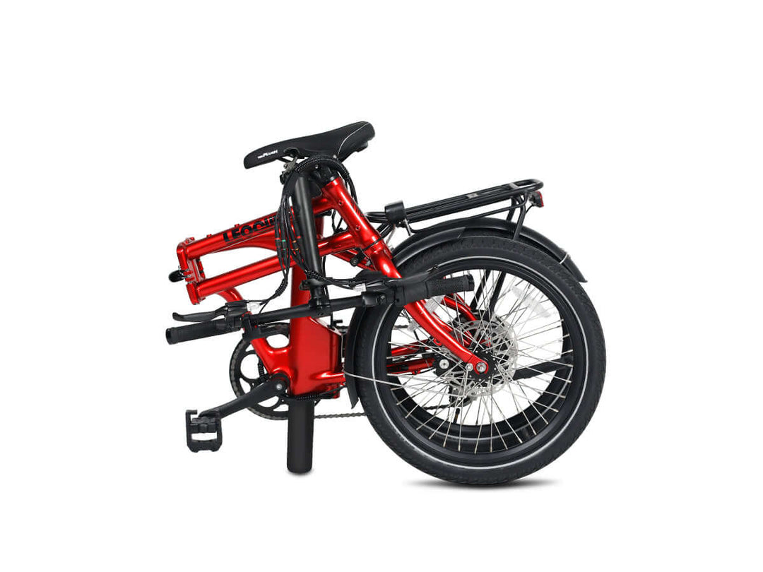 Folded red Flippo folding ebike