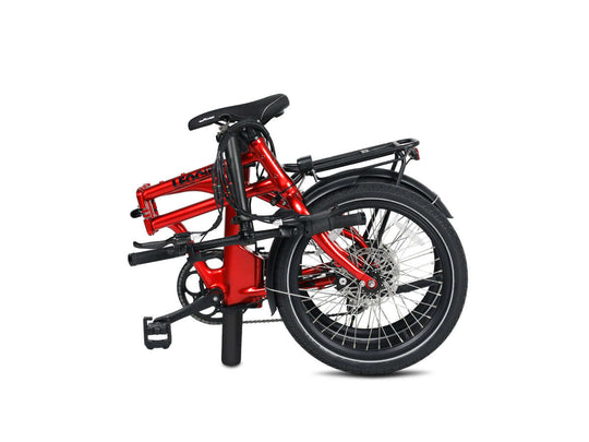 Folded red Flippo folding ebike