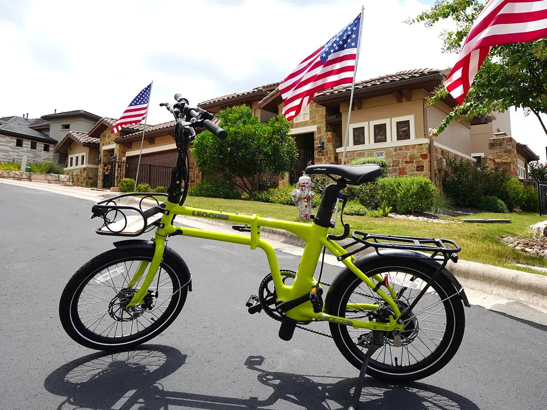 foldable ebikes on suburban street