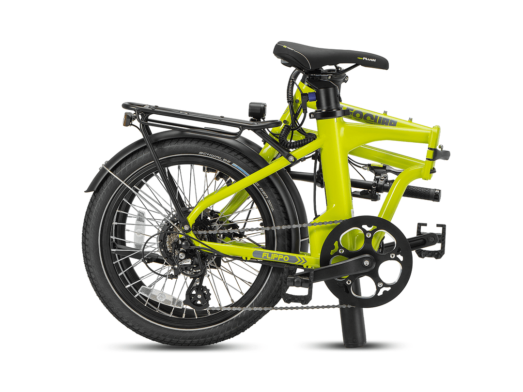 cheap folding electric bicycle Leoguar Flippo Folding Ebike, 350W Rear Hub Motor, Up to 28MPH, 480Wh Battery, 45 Miles Range, Lightweight Urban Commuter, Lemon Yellow