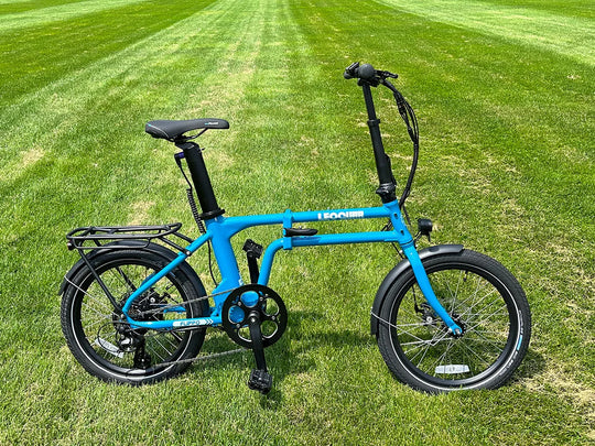 marine blue flippo folding ebike