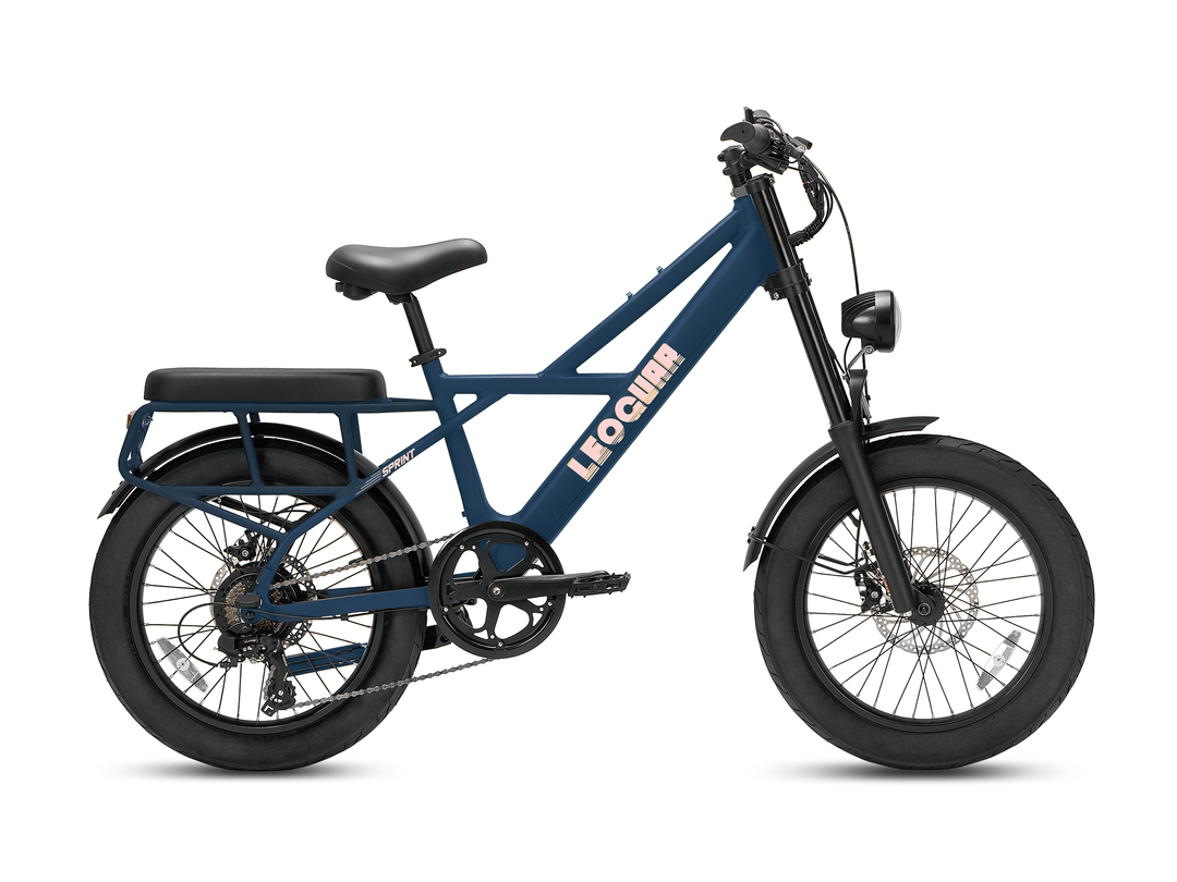 Leoguar Sprint Fat Tire Utility Ebike, 350W Motor Peak 500W, 20” x 3.0” Fat Tires, 55 Miles Range, 3-in-1 Rear Seat for Adults, Dark Blue