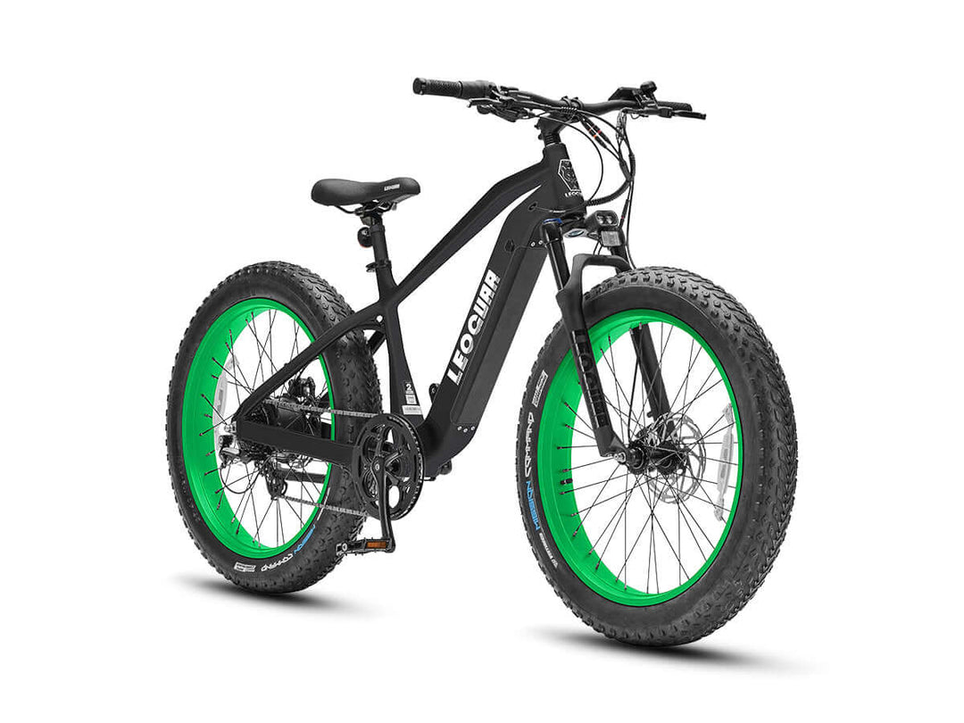 Front-left studio angle of Fastron SO ebike showing treaded fat tires