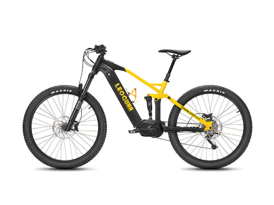 Full suspension electric MTB with mid-drive motor