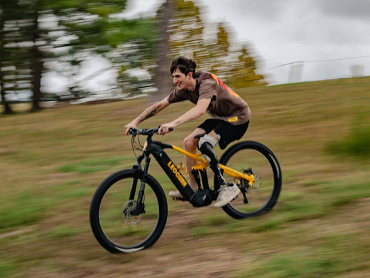 Trailblazer mid-drive ebike speeding off-road