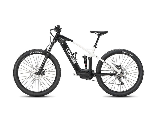 Black and white EMTB with full suspension