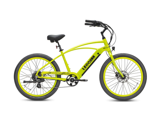 Leoguar Zephyr SO Beach Cruiser Ebike, 500W Motor, Extra-Wide Saddle, Comfortable Electric Bike for Beach, Golden Sunrise