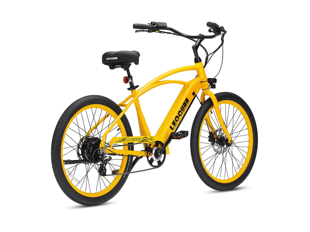 beach cruiser kinderfahrrad Leoguar Zephyr SO Beach Cruiser Ebike, 500W Motor, Extra-Wide Saddle, Comfortable Electric Bike for Beach, Golden Sunrise