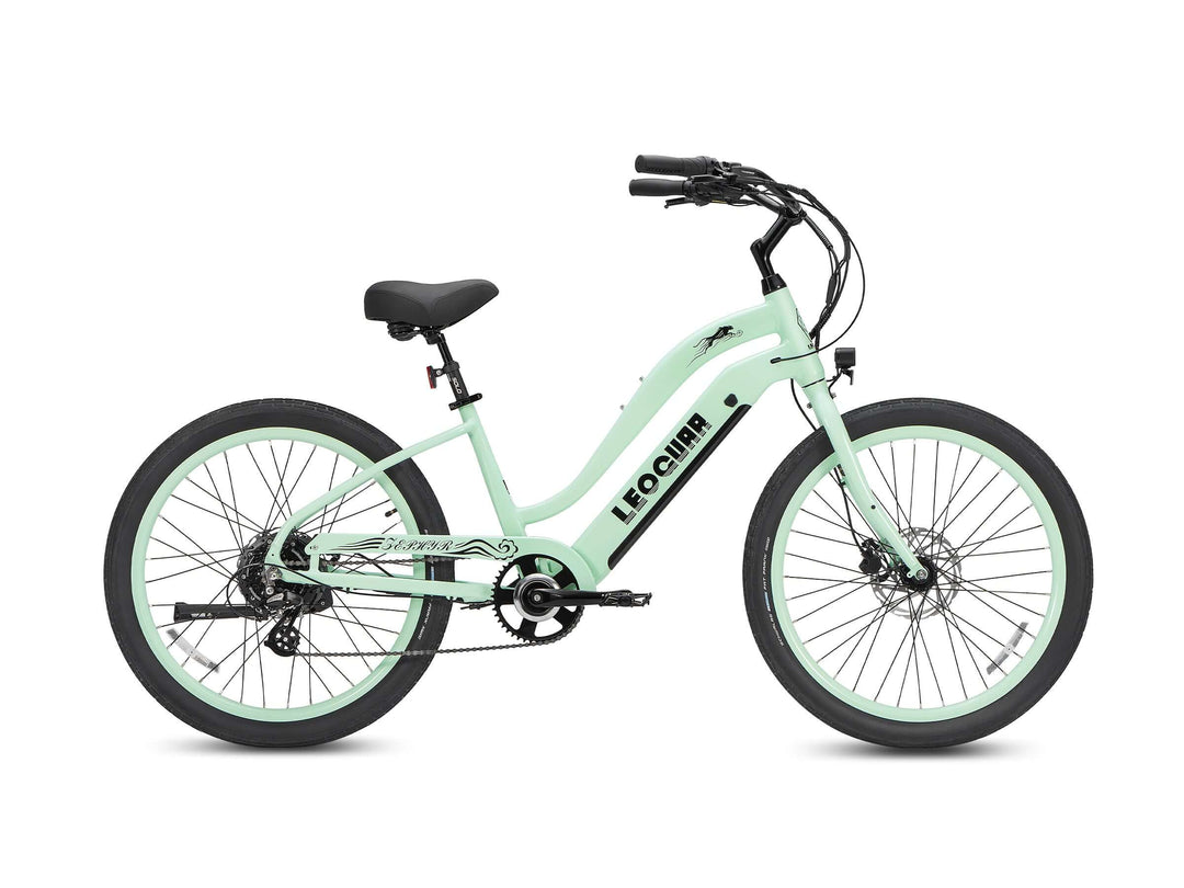 Leoguar Zephyr ST Beach Cruiser Ebike, 500W Motor, Extra-Wide Saddle, Comfortable Electric Bike for Beach, Dawn Blossom