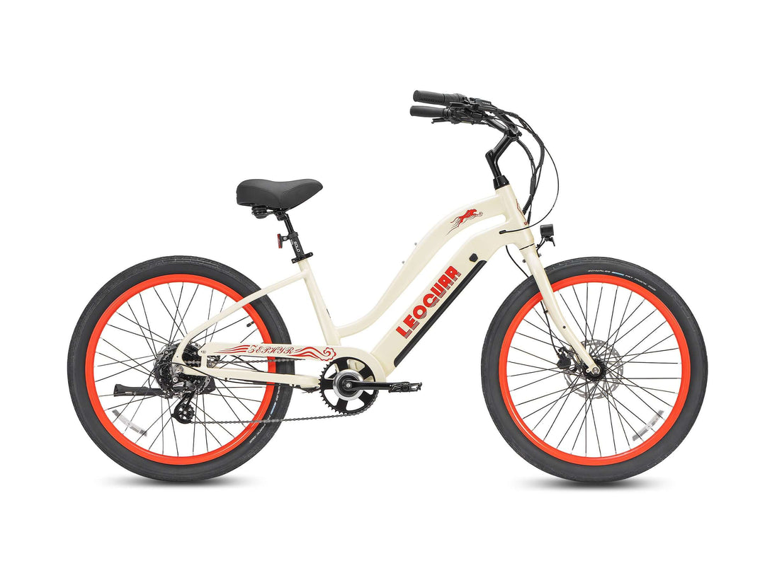 Leoguar Zephyr ST Beach Cruiser Ebike, 500W Motor, Extra-Wide Saddle, Comfortable Electric Bike for Beach, Dawn Blossom