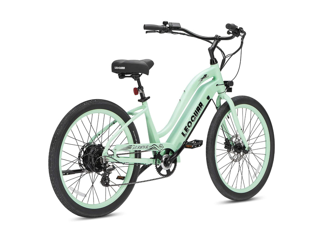 Leoguar Zephyr ST Beach Cruiser Ebike, 500W Motor, Extra-Wide Saddle, Comfortable Electric Bike for Beach, Dawn Blossom Leoguar Zephyr ST Beach Cruiser Ebike, 500W Motor, Extra-Wide Saddle, Comfortable Electric Bike for Beach, Dawn Blossom