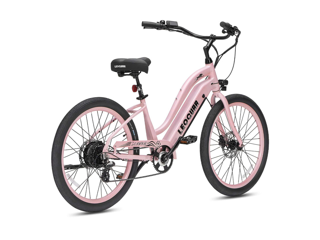 Leoguar Zephyr ST Beach Cruiser Ebike, 500W Motor, Extra-Wide Saddle, Comfortable Electric Bike for Beach, Dawn Blossom Leoguar Zephyr ST Beach Cruiser Ebike, 500W Motor, Extra-Wide Saddle, Comfortable Electric Bike for Beach, Dawn Blossom