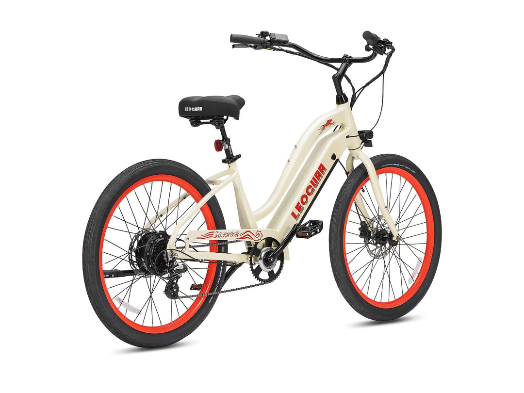 Leoguar Zephyr ST Beach Cruiser Ebike, 500W Motor, Extra-Wide Saddle, Comfortable Electric Bike for Beach, Dawn Blossom Leoguar Zephyr ST Beach Cruiser Ebike, 500W Motor, Extra-Wide Saddle, Comfortable Electric Bike for Beach, Dawn Blossom