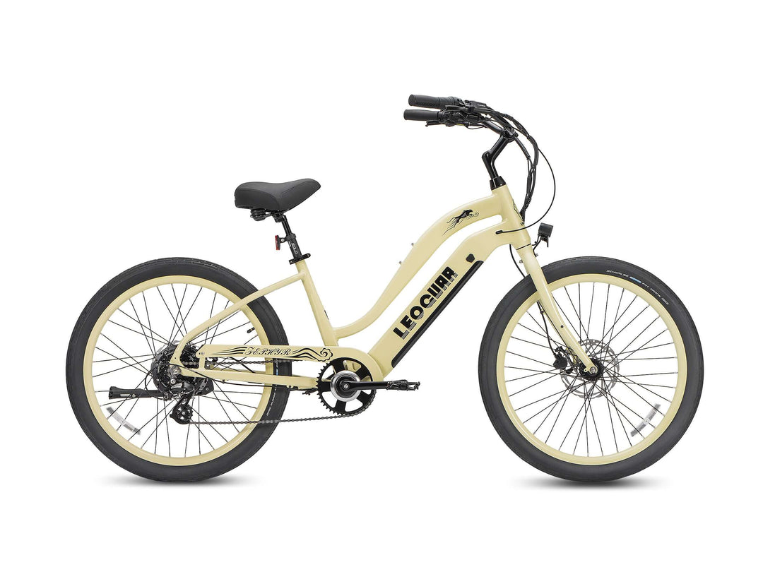 Leoguar Zephyr ST Beach Cruiser Ebike, 500W Motor, Extra-Wide Saddle, Comfortable Electric Bike for Beach, Dawn Blossom