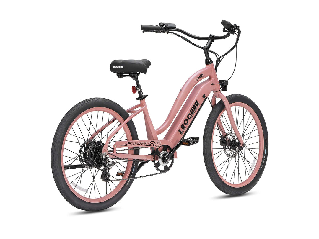 Leoguar Zephyr ST Beach Cruiser Ebike, 500W Motor, Extra-Wide Saddle, Comfortable Electric Bike for Beach, Dawn Blossom
